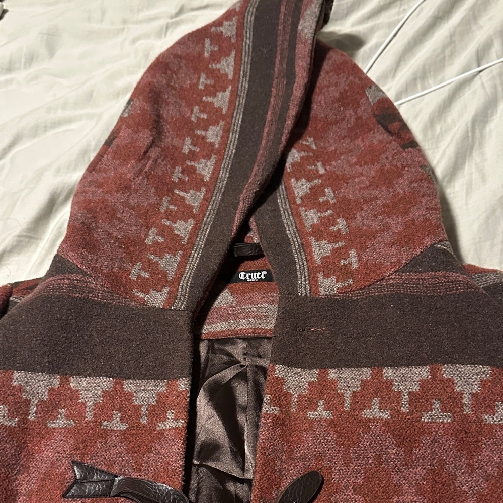 Women's Hooded Jacket in Red and Brown Cruel Denim